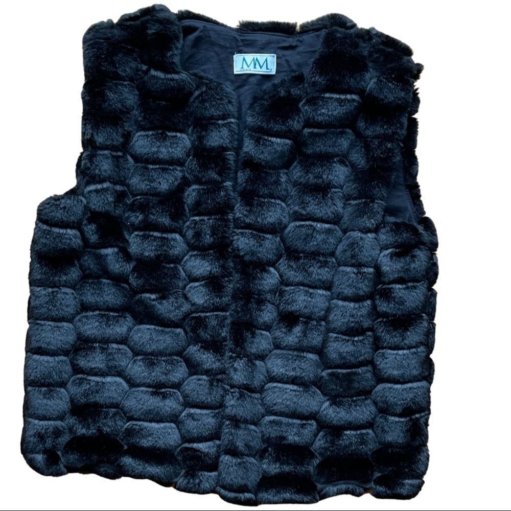 FAUX Fur Black Vest Girl’s size 12 by designer Miss Me- never worn, new/no tag